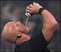 Stone Cold chugs a beer