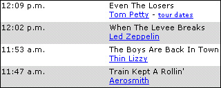 WHPT Playlist: 8/29/2005